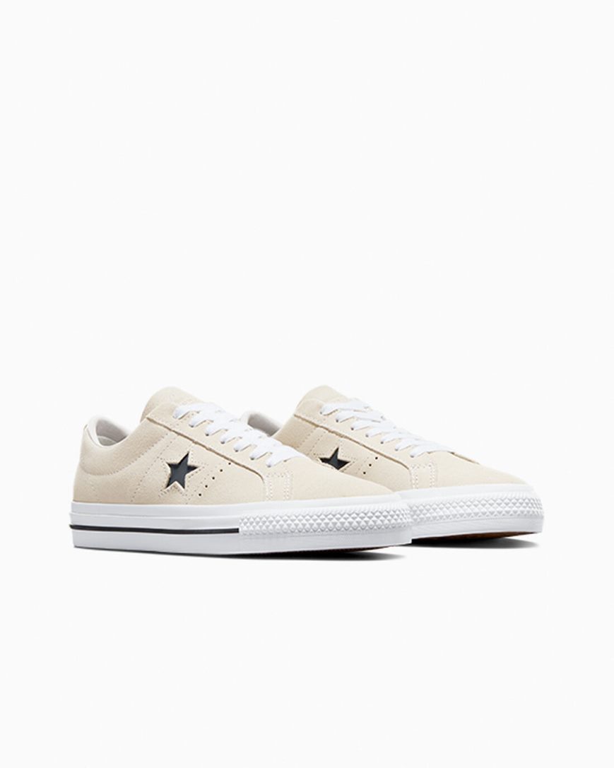 Zapatillas Skate Converse CONS One Star Pro Suede Hombre Beige Blancas Negras | PE 47W25P